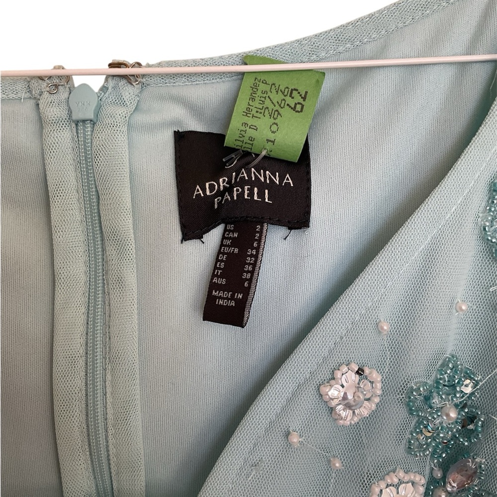 Adrianna Papell Light Blue Floral Embellished Dress - Picture 5 of 7